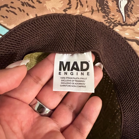 MAD Engine Straw Hat in Natural Tan and Brown Trim - Picture 5 of 5